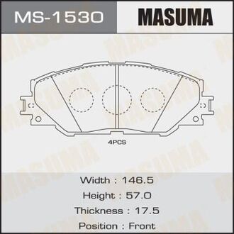 MS1530 MASUMA Колодка тормозная передняя Toyota Auris (10-), RAV 4 (05-16) (MS1530) MASUMA