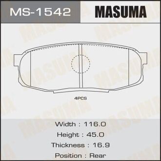 MS-1542 MASUMA КОЛОДКИ LAND CRUISER UZJ200W rear C22039 SP1382
