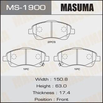 MS1900 MASUMA Колодка тормозная передняя Toyota Avensis (03-08) (MS1900) MASUMA