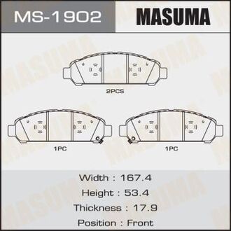 MS-1902 MASUMA КОЛОДКИ Toyota Venza, AGV10, AGV15, GGV10, GGV15 SP1454