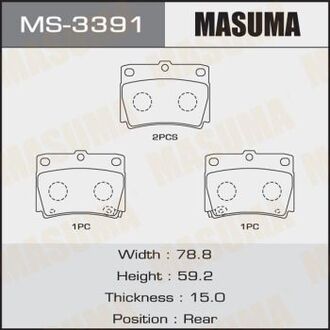 MS3391 MASUMA Колодка тормозная задняя Mitsubishi Pajero Sport (09-) (MS3391) MASUMA
