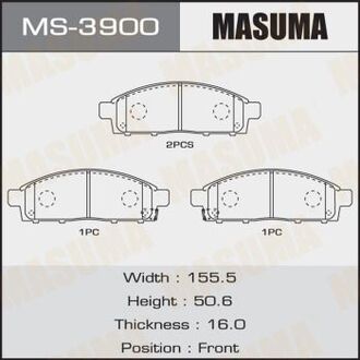 MS3900 MASUMA Колодка тормозная передняя Mitsubishi L200 (07-), Pajero Sport (09-15) (MS3900) MASUMA