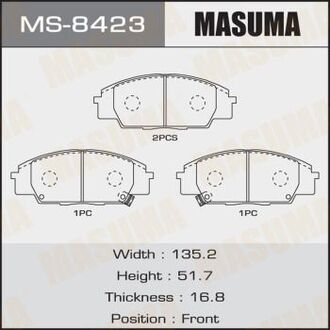 MS8423 MASUMA Колодка тормозная передн HONDA CIVIC VIII, FR-V (MS8423) MASUMA