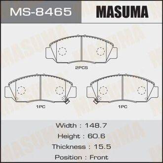 MS8465 MASUMA Колодка тормозная передняя Honda Accord (02-05), Civic (06-11), FR-V (05-09) (MS8465) MASUMA