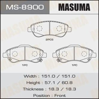 MS-8900 MASUMA КОЛОДКИ C14053 CR-V V2000,V2200 front (1 12)