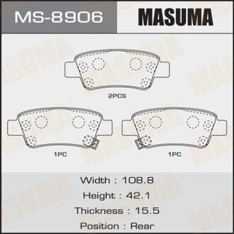 MS8906 MASUMA Колодка тормозная задняя Honda CR-V (07-12) (MS8906) MASUMA