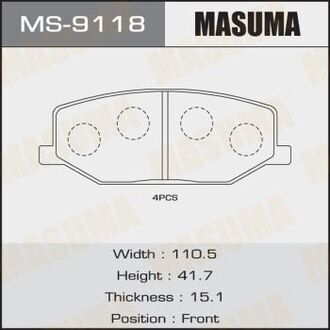 MS9118 MASUMA Колодка тормозная (MS9118) MASUMA