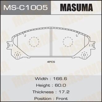 MSC-1005 MASUMA КОЛОДКИ Колодки тормозные дисковые TOYOTA HIGHLANDER ASU40, GSU45 front (1 10)