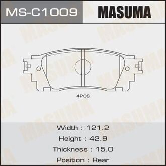 MSC-1009 MASUMA КОЛОДКИ Колодки дисковые NX200 ZGZ10L, ZGZ15L rear