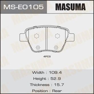 MSE0105 MASUMA Колодки тормозные передн VW GOLF VII (MSE0105) MASUMA