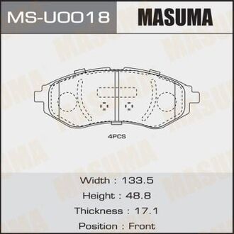 MSU0018 MASUMA Колодки тормозные передн CHEVROLET AVEO (T300) (MSU0018) MASUMA