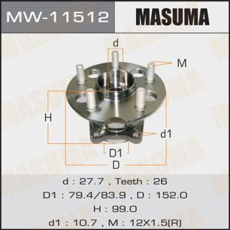 MW-11512 MASUMA ПОДШИПНИКИ rear RAV4 ACA21L