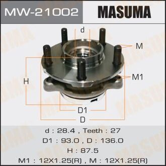 MW21002 MASUMA Ступичный узел MASUMA front FUGA/ Y50 (with ABS)