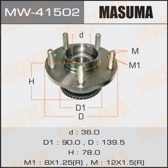 MW41502 MASUMA Ступица колеса заднего в сборе с подшипником Mazda 6 (02-07) (с ABS) (MW41502) MASUMA