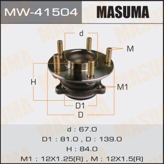 MW41504 MASUMA Ступица колеса заднего в сборе с подшипником Mazda 3 (13-16) (с ABS) (MW41504) MASUMA