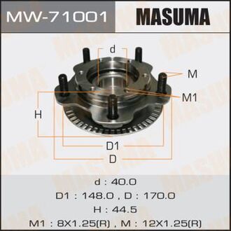 MW71001 MASUMA Ступица колеса переднего в сборе с подшипником Suzuki Grand Vitara (-05) (MW71001) MASUMA