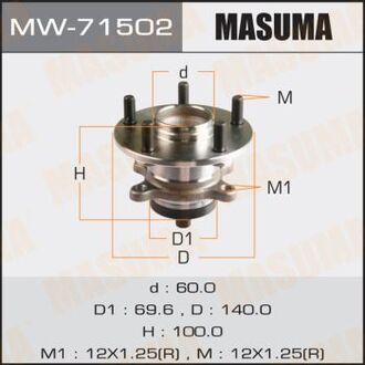 MW-71502 MASUMA ПОДШИПНИКИ Ступичный узел Suzuki SX4, YA11S, YA41S, YB11S, YB41S, YC11S