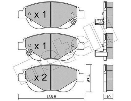 22-0948-1 Metelli Комплект гальмівних колодок