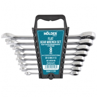 MT56108 Molder Набор комбинированных ключей MOLDER с трещоткой CR-V 8-19 мм 8 шт (MT56108)