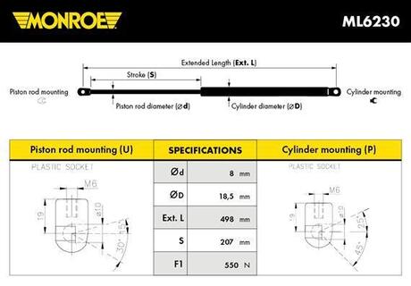 ML6230 MONROE MONROE амортизатор багажника DODGE JOURNEY 08-