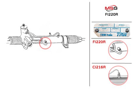 FI220R MSG Рулевая рейка с ГУР восстановленная FIAT DUCATO c бортовой платформой/ходовая часть (244) 2002-2006