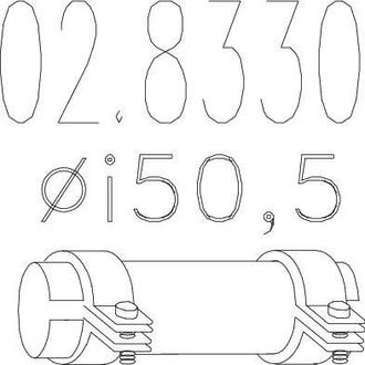 02.8330 MTS Муфта выхлопной системы ( Тип В; внутр. диаметр - 50,5 мм; длина - 120 мм)