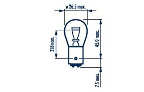 17916 NARVA Лампа двухконтактная стопов, поворотов/габаритов 12V P21/5W BAY15d