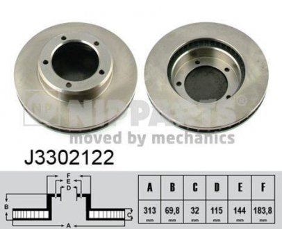 J3302122 NIPPARTS Диск тормозной перед. Toyota Land Cruiser/Lexus LX470 98-