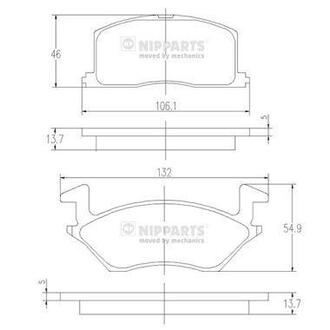 J3602057 NIPPARTS Тормозные колодки, к-кт.