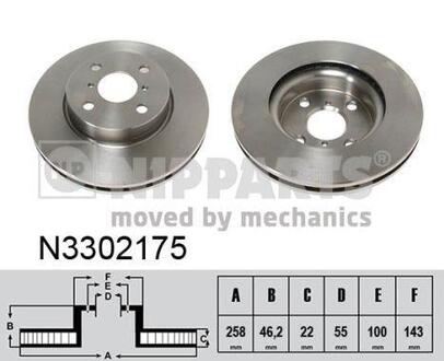 N3302175 NIPPARTS Тормозной диск