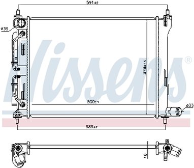 606732 NISSENS Радиатор охолодження KIA RIO (2017) 1.4 CVVT