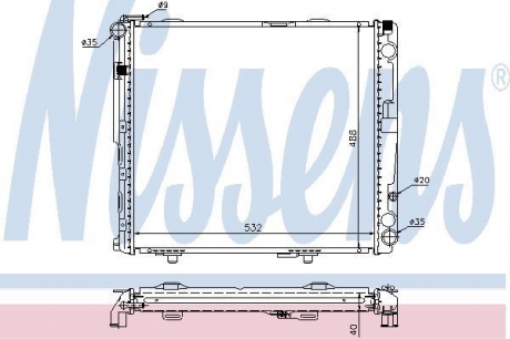 62696A NISSENS Радиатор охлаждения mercedes e-class w 124 (84-) (пр-во nissens)