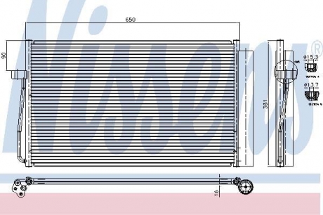 94747 NISSENS Радиатор кондиционера bmw 5 e60-e61/bmw7 e65-e66-e67-e68 (пр-во nissens)