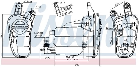 996128 NISSENS Бачок расширительный с крышкой AUDI A4 (07-) 1.8 TFSI/ Q5 (2009) (Пр-во Nissens)