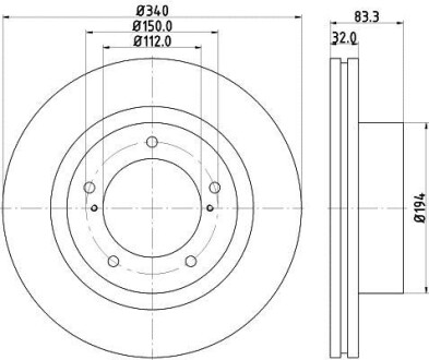 Диск тормозной передний Lexus LX 570/ Toyota Land Cruiser 200 4.5, 4.6, 4.7 (07-) Nisshinbo ND1051K