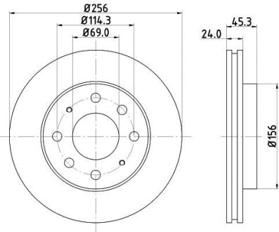 Диск тормозной передний Mitsubishi Galant V, VI 1.8, 2.0 (96-) Nisshinbo ND3011K