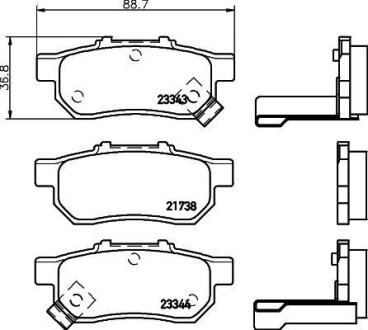 Колодки тормозные дисковые задние Honda Jazz 1.2, 1.3, 1.5, (02-09) Nisshinbo NP8027