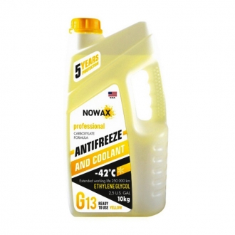 NX10007 nowax Антифриз NOWAX G13 -42°C желтый готовая жидкость 10 кг (NX10007)