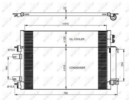 350086 NRF Радиатор кондиціонера DODGE CALIBER 10- / JEEP COMPASS 07-