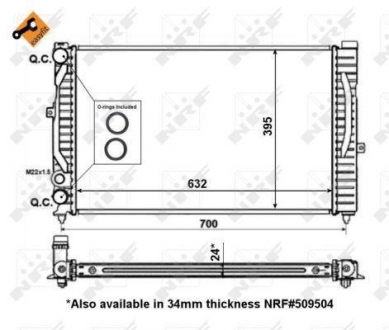 56127 NRF Радиатор охлаждения двигателя audi a4 94- (пр-во nrf)