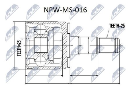 ШРУС внутренний левый(25/32mm/25) Pajero, L200 old Nty NPWMS016