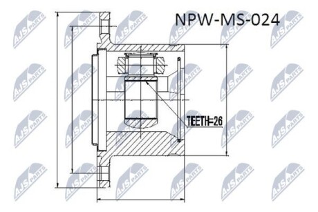 ШРУС MITSUBISHI PAJERO V14W-V55W 91-04, PAJERO SPORT K94W/K99W 96-06, SPACE /ПРАВ/ Nty NPW-MS-024