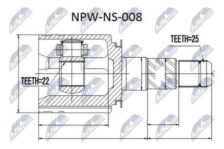 Шрус внутренний правый FX Nty NPWNS008