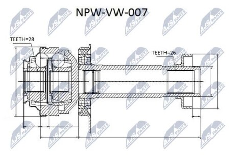 ШРУС ВНУТРЕННИЙVW T5 1.9TDI 03- RIGHT, производитель Nty NPW-VW-007