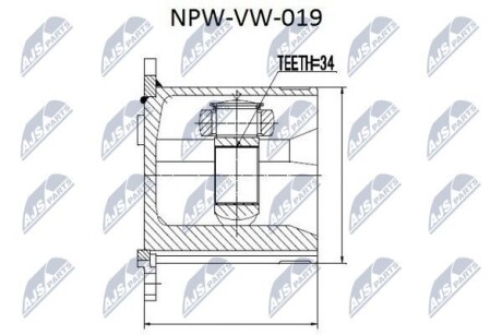 ШРКШ внутр. прав. (35x28x42mm) VW Sharan/Ford Galaxy 1.8TDI/2.0 16V/2.8 VR6 96- Nty NPW-VW-019