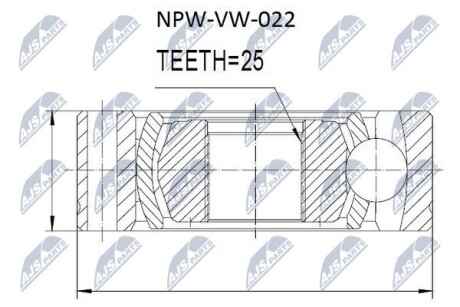 PRZEGUB WAЭU NAPиDOWEGO AUDI QUATTRO A4/A6/A8 VW PASSAT SYNCRO /WIELOKLIN 25T OTWORY Nty NPWVW022 (фото 1)