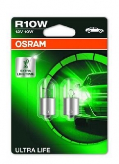 5008ULT-02B OSRAM Лампа вспомогат. освещения r10w 12v 10w ba15s ultra life (blister 2шт) (пр-во osram)