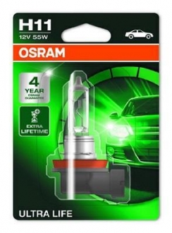 64211ULT-01B OSRAM Лампа фарная h11 12v 55w pgj19-2 ultra life (blister 1шт) (пр-во osram)