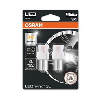 7506DYP-02B OSRAM Лампа светодиодная P21W LED 12V 1,3 W BA15S LEDriving SL (blister 2шт) желтая (пр-во OSRAM)