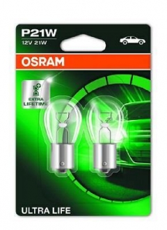 7506ULT-02B OSRAM Лампа накаливания p21w 12v 21w ba15s ultra life (компл.) (пр-во osram)